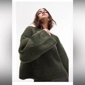 Top shop olive green sweater crew neck